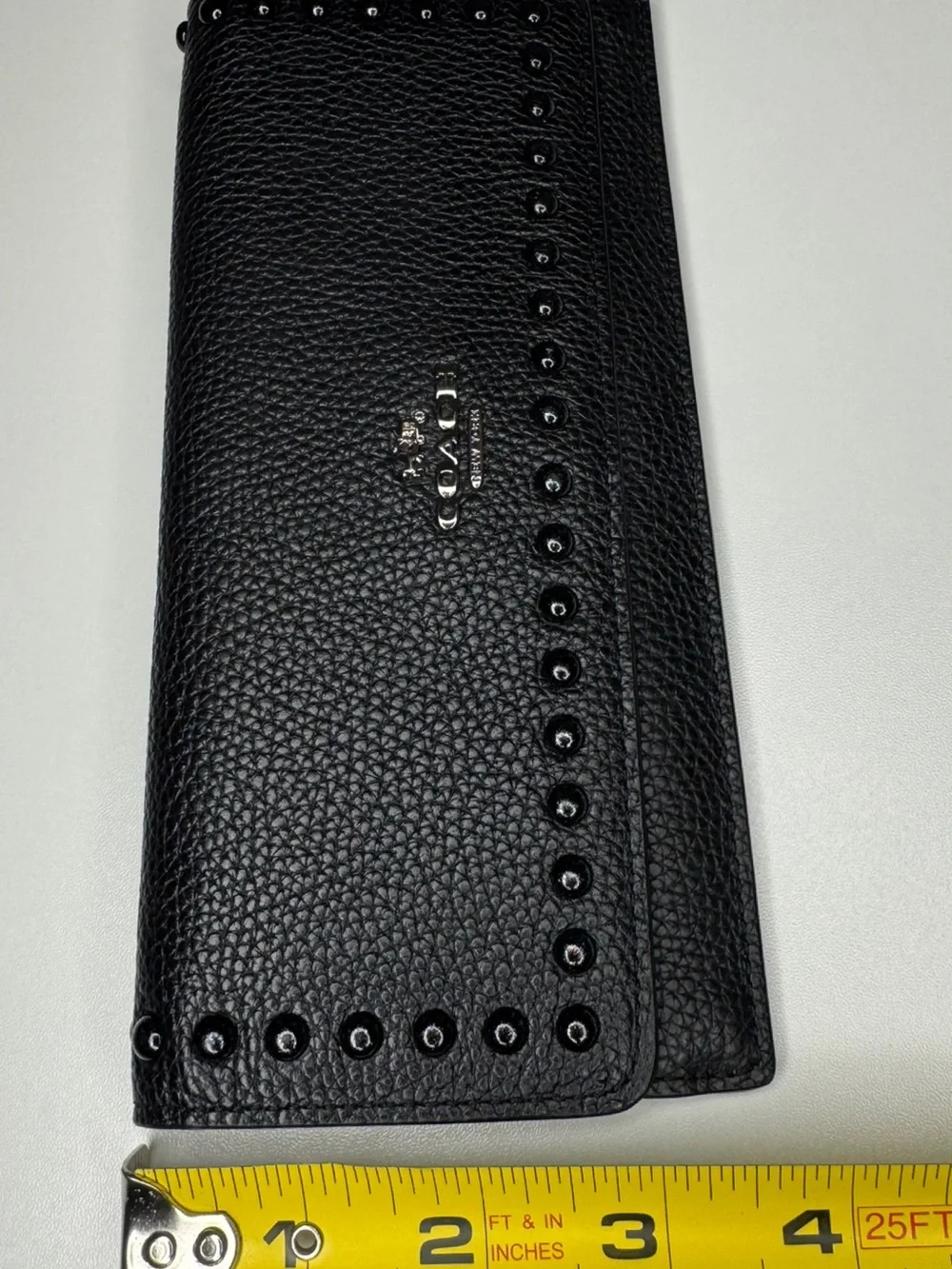 Coach Black Enamel Studded Full-Sized Leather Wallet